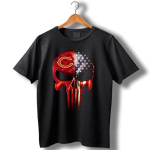 Chicago Bears American Flag Skull Fan T Shirt