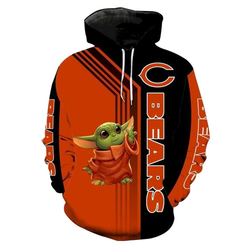 Chicago Bears And Baby Yoda Aop Hoodie 1