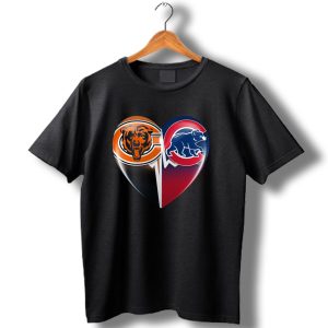 Chicago Bears And Cubs Split Heart Tim 008 T Shirt