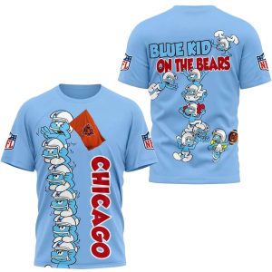 Chicago Bears And Smurfs AOP T Shirt