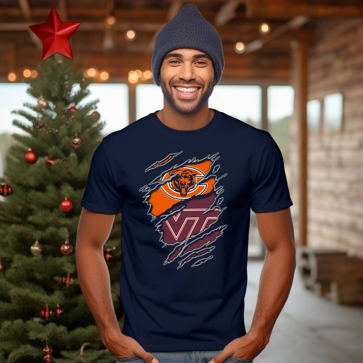 Chicago-Bears-And-Virginia-Tech-Hokies-Rip-Claw-Logo-Fusion-T-Shirt-1_t-shirt-3_4