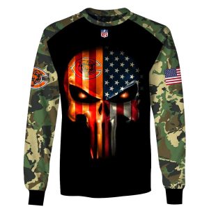 Chicago Bears Army Camouflage American Flag Punisher AOP Sweatshirt
