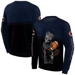 Chicago Bears Baby Groot Hug Ball Blue Black AOP Sweatshirt