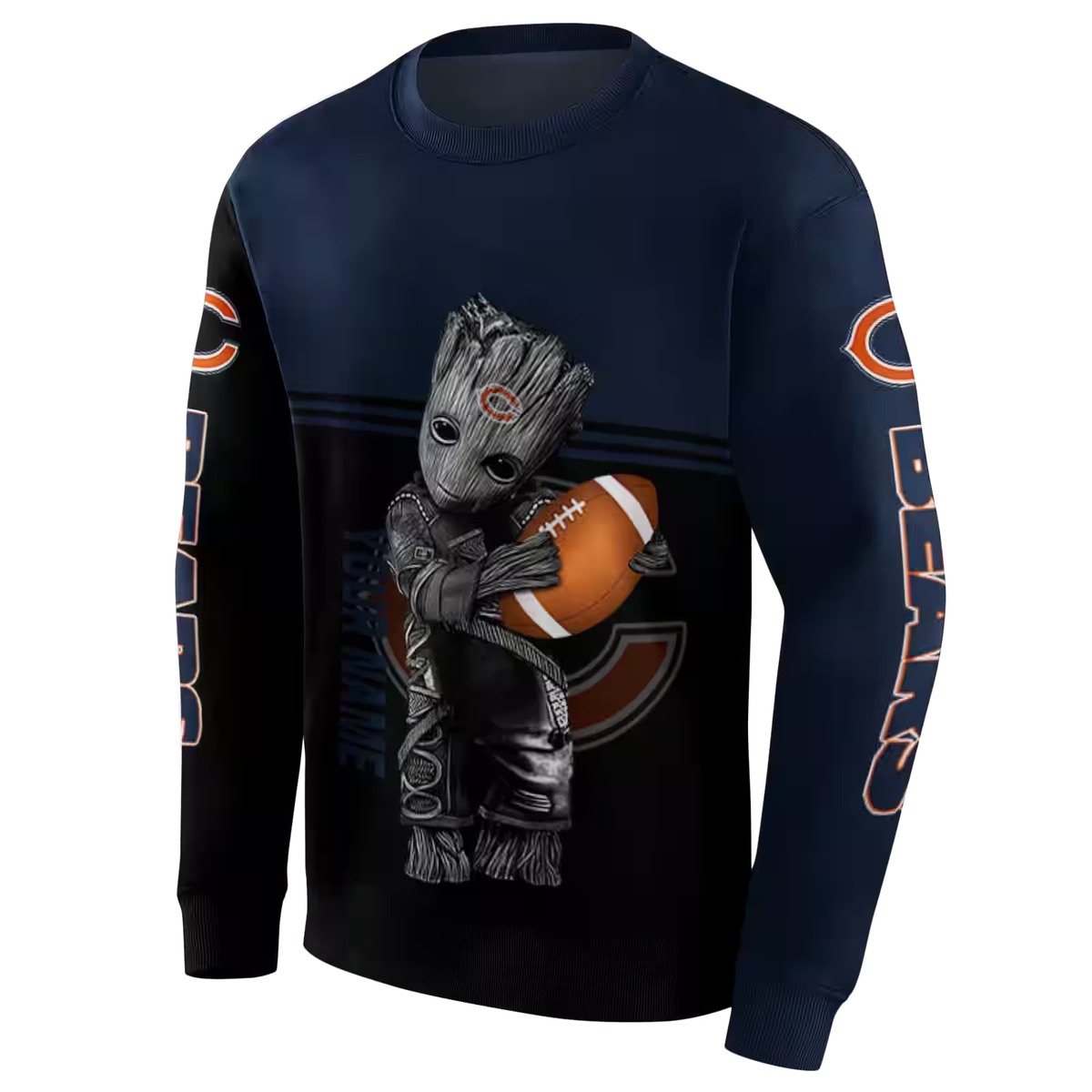 Chicago-Bears-Baby-Groot-Hug-Ball-Blue-Black-AOP-Sweatshirt-2