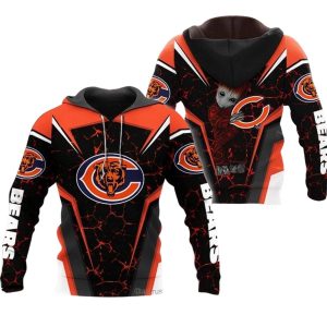 Chicago Bears Baby Groot Hug Logo AOP Hoodie