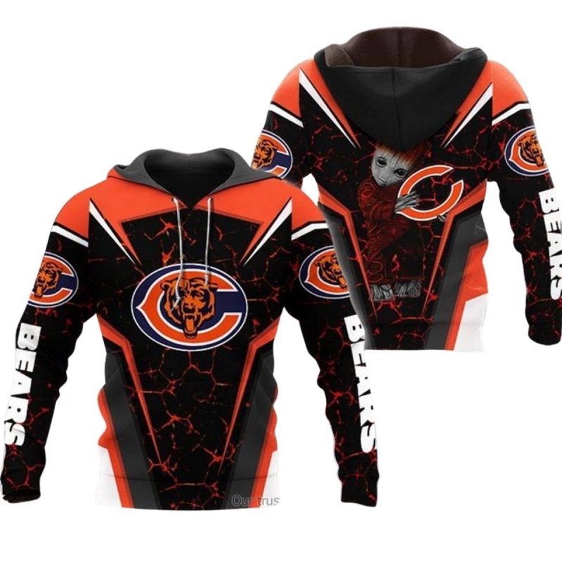 Chicago Bears Baby Groot Hug Logo Aop Hoodie 1
