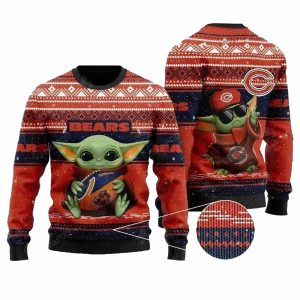 Chicago Bears Baby Yoda Christmas Force Ugly Sweater