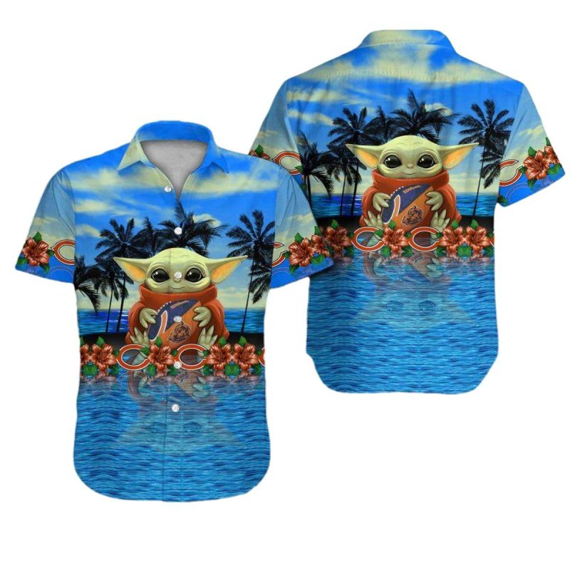 Chicago Bears Baby Yoda Hug Ball Hawaiian Shirt 1