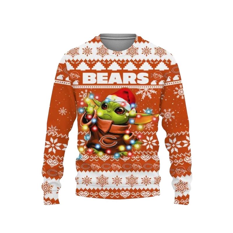 Chicago Bears Baby Yoda Santa Claus Star Wars Ugly Sweater 1