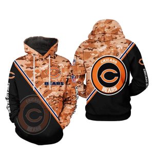 Chicago Bears Big Logo And Camo Pattern AOP Hoodie