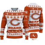 Chicago Bears Big Logo Snowflake And Reindeer Ugly Sweater