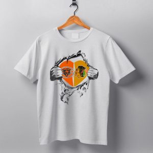 Chicago Bears Blackhawks Heart Logo Fusion T Shirt