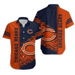 Chicago Bears Bold Stripe Blue And Orange Pattern Hawaiian Shirt