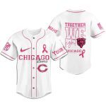 Chicago Bears Breast Cancer White Pattern Baseball Jersey