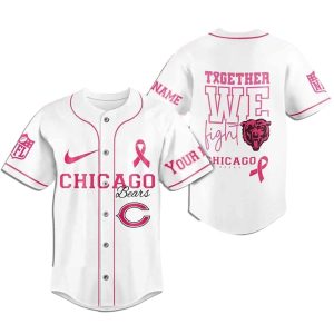 Chicago Bears Breast Cancer White Pattern Baseball Jersey