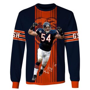 Chicago Bears Brian Urlacher 54 Jersey with Signature AOP Sweatshirt