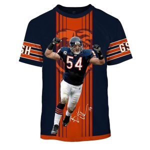 Chicago Bears Brian Urlacher 54 Jersey with Signature AOP T Shirt