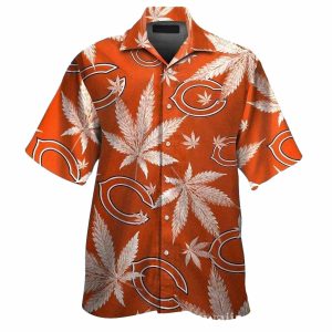 Chicago Bears Cannabis Leaf Orange Hawaiian Shirt