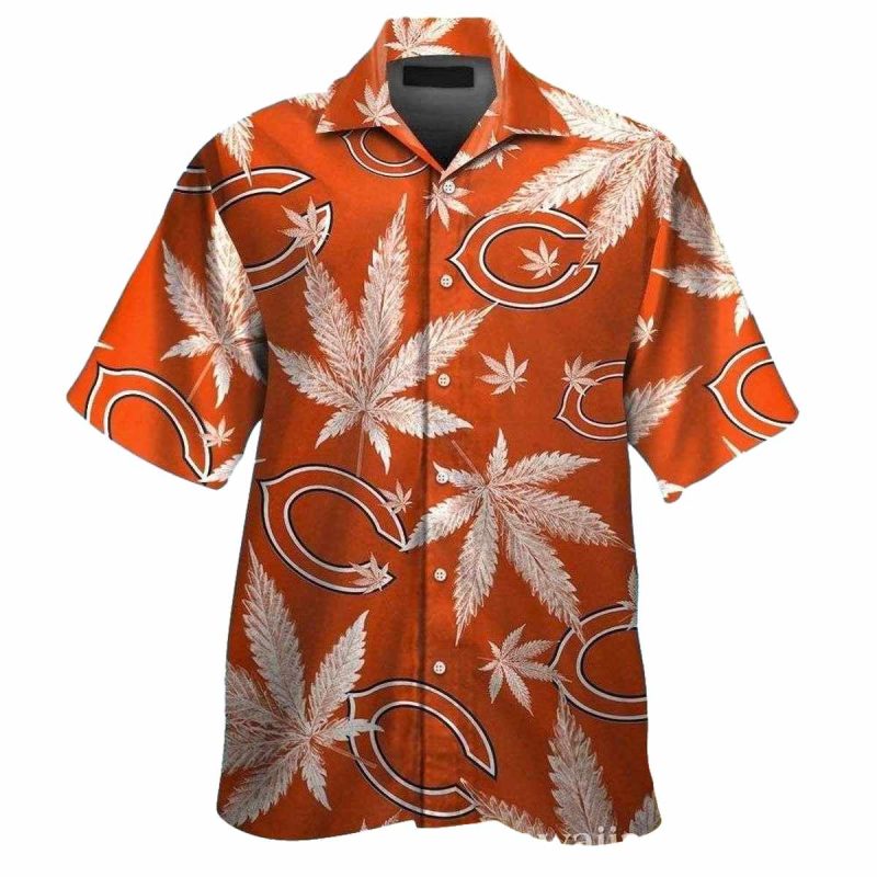 Chicago Bears Cannabis Leaf Orange Hawaiian Shirt 1