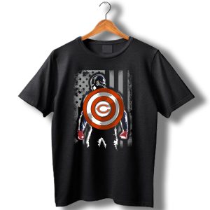 Chicago Bears Captain America Flag Shield Crossover T Shirt