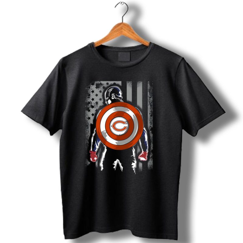 Chicago-Bears-Captain-America-Flag-Shield-Crossover-T-Shirt-1_T-Shirt-1 Chicago Bears Captain America Flag Shield Crossover T Shirt 1 T Shirt 1