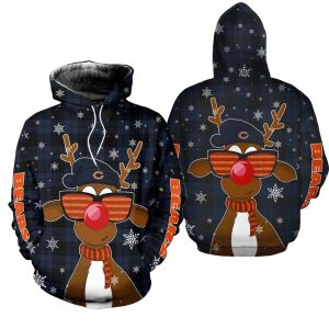Chicago Bears Christmas Reindeer Sunglasses AOP Hoodie