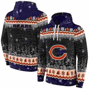 Chicago Bears Christmas Trees Blue AOP Hoodie