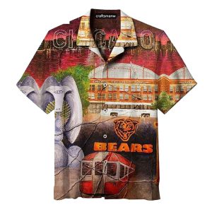 Chicago Bears City Skyline And Stadium Hawaiian Shirt