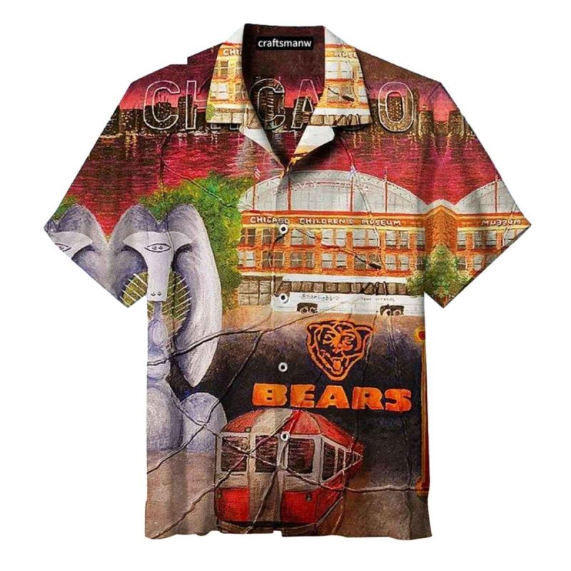 Chicago Bears City Skyline And Stadium Hawaiian Shirt 1