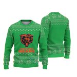 Chicago Bears Classic Logo Green Snowflake Knit Ugly Sweater