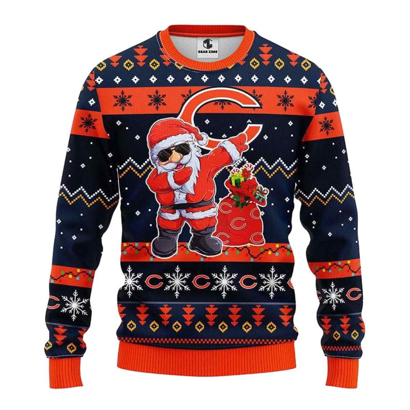 Chicago Bears Dabbing Santa Claus Ugly Sweater 1