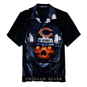 Chicago Bears Dark Skull Football Helmet Hawaiian Shirt