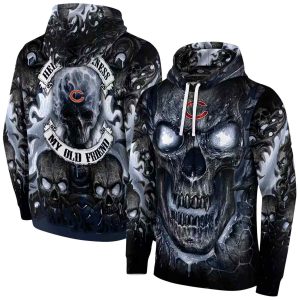 Chicago Bears Demonic Skull Blue Black AOP Hoodie