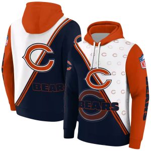 Chicago Bears Diagonal Stripe Blue White AOP Hoodie