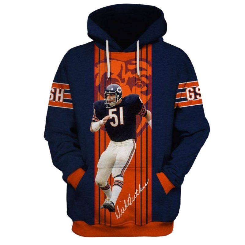 Chicago Bears Dick Butkus 51 Jersey With Signature Aop Hoodie 1