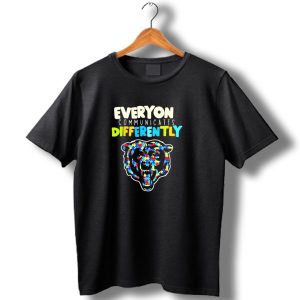 Chicago Bears Everyone Communicates Differently Autism Puzzle T Shirt