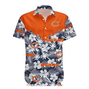 Chicago Bears Floral And Bold Lettering Hawaiian Shirt