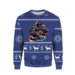 Chicago Bears Foolball Team Blue Christmas Pattern Ugly Sweater