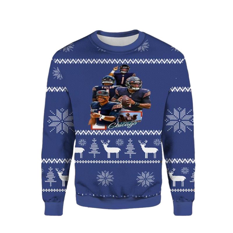 Chicago Bears Foolball Team Blue Christmas Pattern Ugly Sweater 1