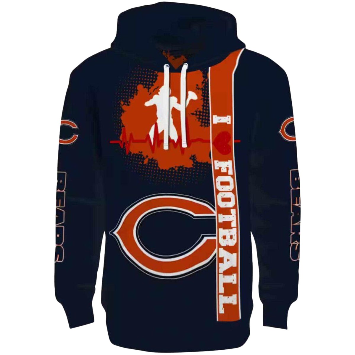Chicago-Bears-Football-Heartbeat-Blue-AOP-Hoodie-2