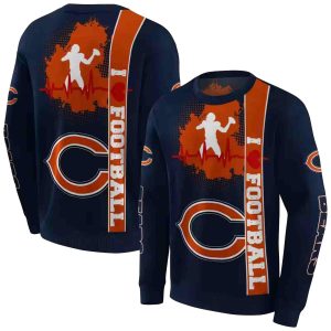 Chicago Bears Football Heartbeat Blue AOP Sweatshirt
