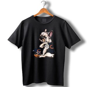 Chicago Bears Football Helmet Pug Wearing Team Jersey T Shirt