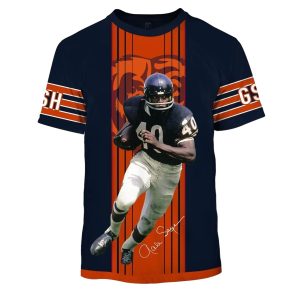Chicago Bears Gale Sayers 40 Jersey with Signature AOP T Shirt