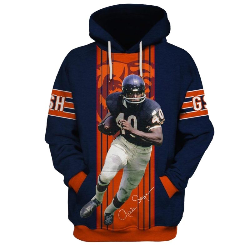 Chicago Bears Gale Sayers 40 Signature Aop Hoodie 1