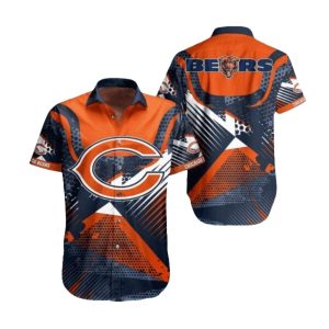 Chicago Bears Geometric And Striped Logo Hawaiian Shirt