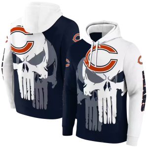 Chicago Bears Graphic Punisher Blue White AOP Hoodie