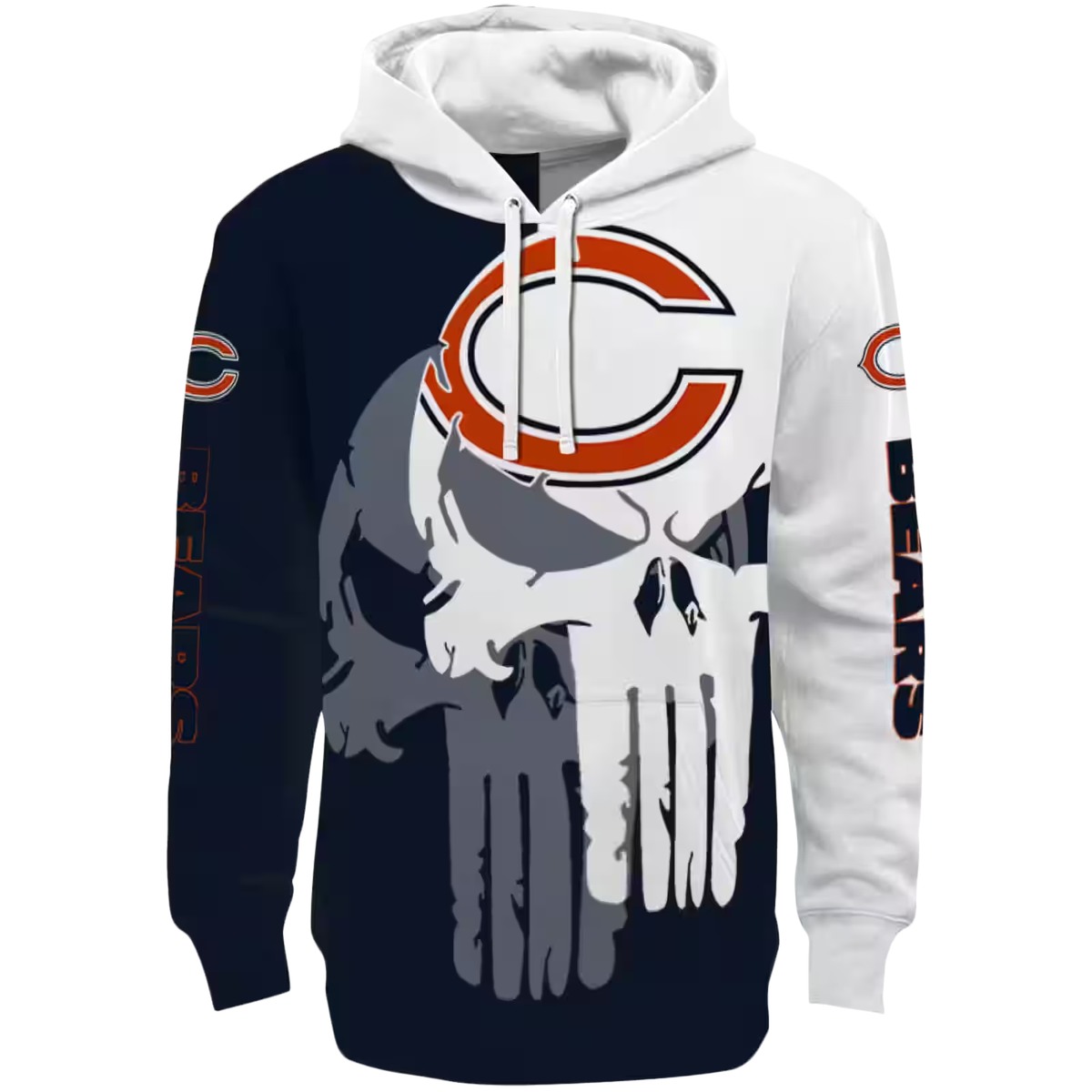 Chicago-Bears-Graphic-Punisher-Blue-White-AOP-Hoodie-2