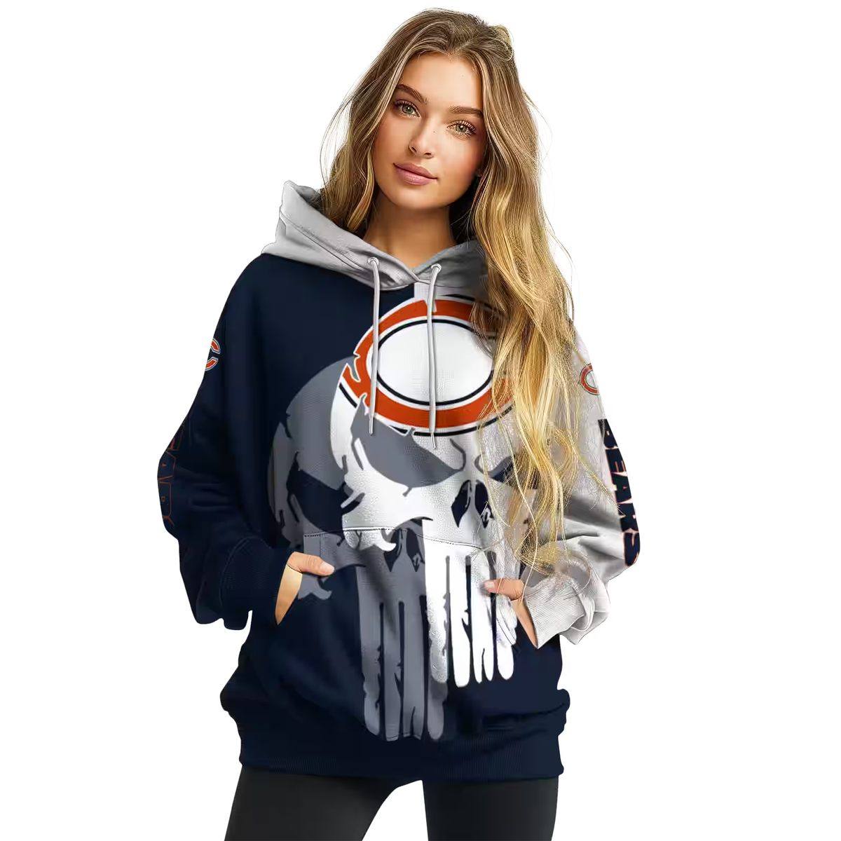 Chicago-Bears-Graphic-Punisher-Blue-White-AOP-Hoodie-3
