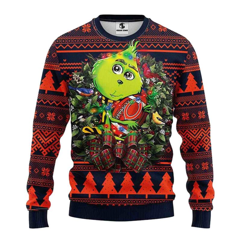 Chicago Bears Grinch Hug Ball Ugly Sweater 1