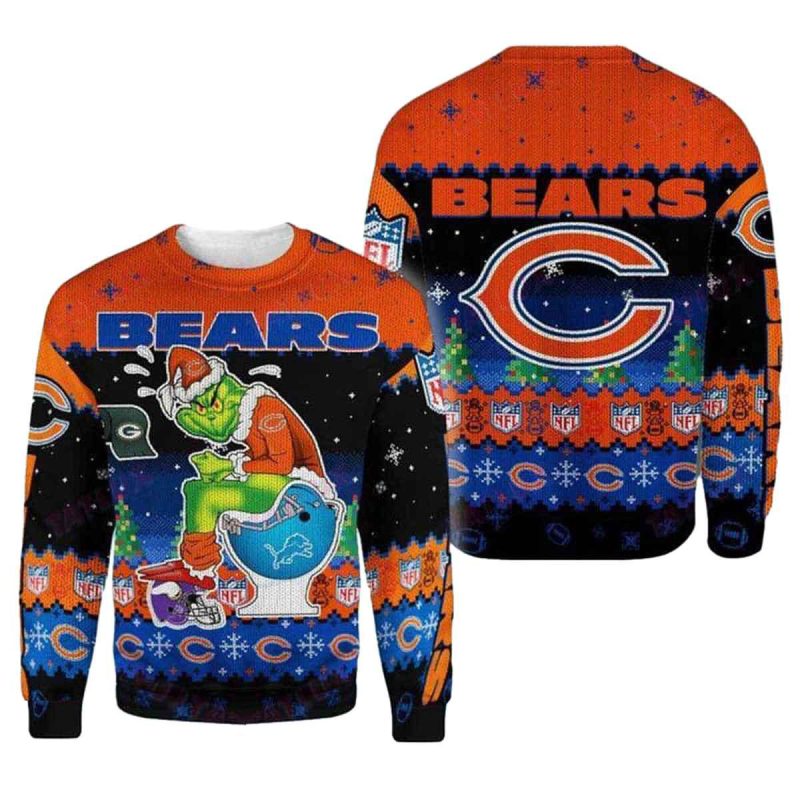 Chicago Bears Grinch Toilet Ugly Sweater 1
